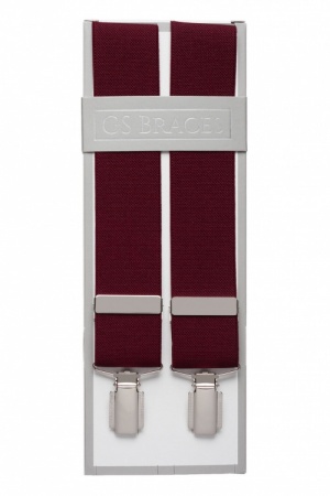 Plain Wine Mens Elastic Trouser Braces